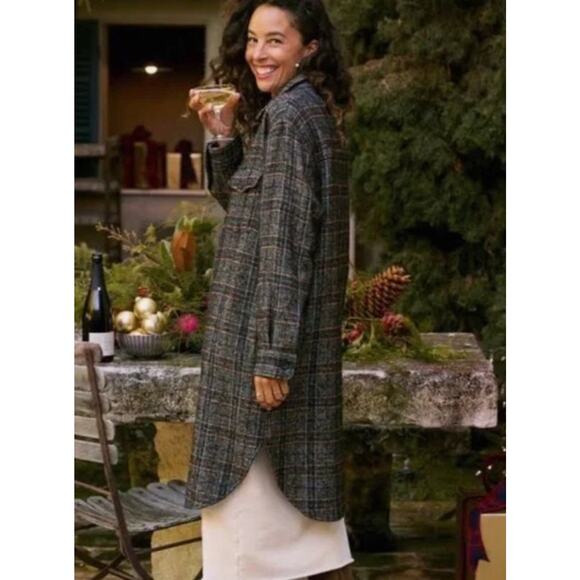 FRANK & EILEEN Sz M Medium Gavin Wool Blend Boucle Plaid Shirt Jacket - Picture 12 of 12